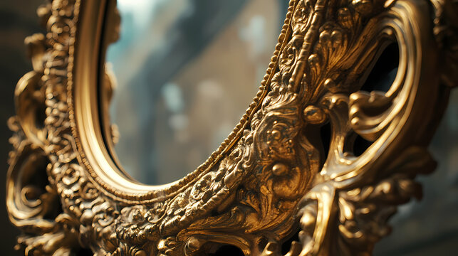 Intricately carved gilded baroque mirror showcasing exquisite craftsmanship. Gilded. Illustration