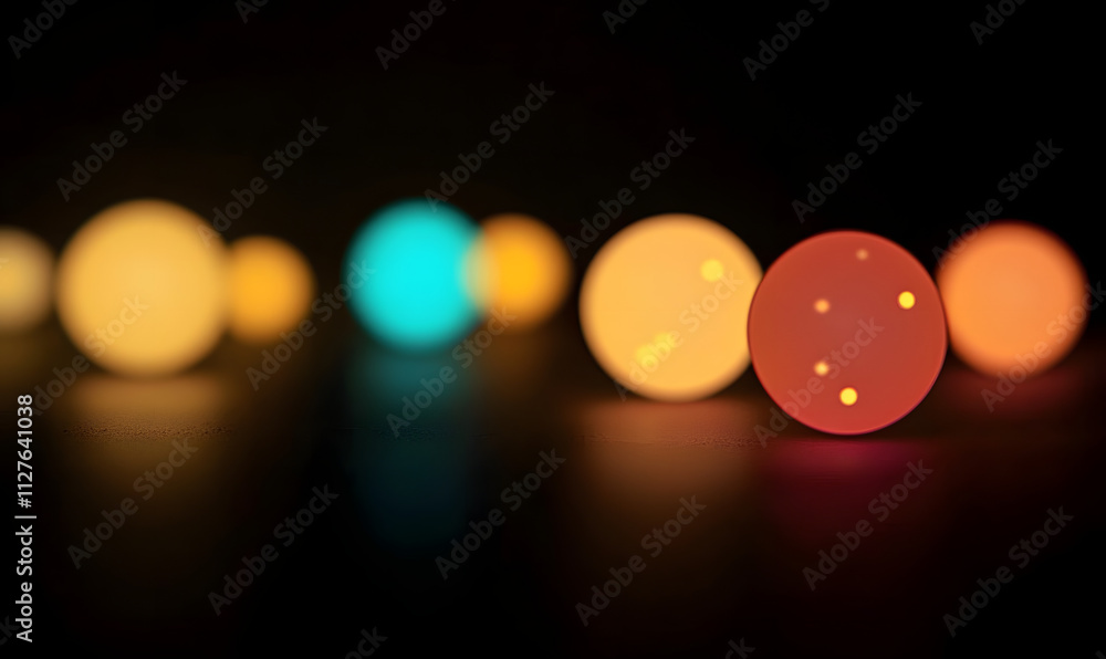 Aufkleber slow-moving bokeh lights in various colors, softly merging with particles that sparkle and glow, set