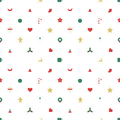 Modern geometric christmas icon seamless pattern. Abstract xmas holiday symbol background with traditional winter decoration. Festive party invitation texture, minimalist december event print.	
