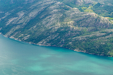 View of the Lysefjorden from Preikestolen (The Pulpit Rock), a tourist attraction in Rogaland county, Norway