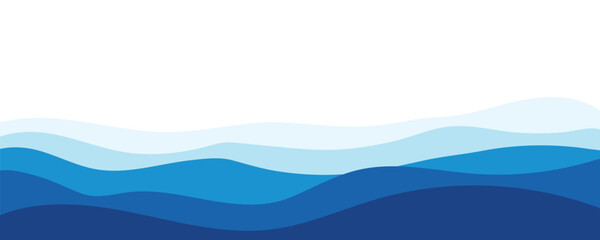 Sea waves layered vector background illustration and sea beach vector illustration