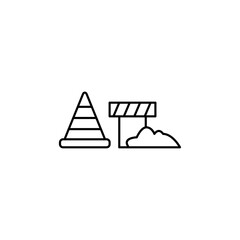road construction line art vector