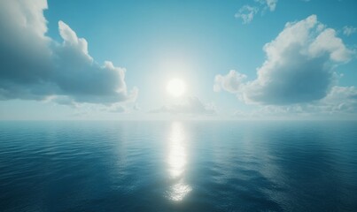 Obraz premium serene blue background with soft clouds, gentle gradients, and peaceful atmosphere calming and tranquil