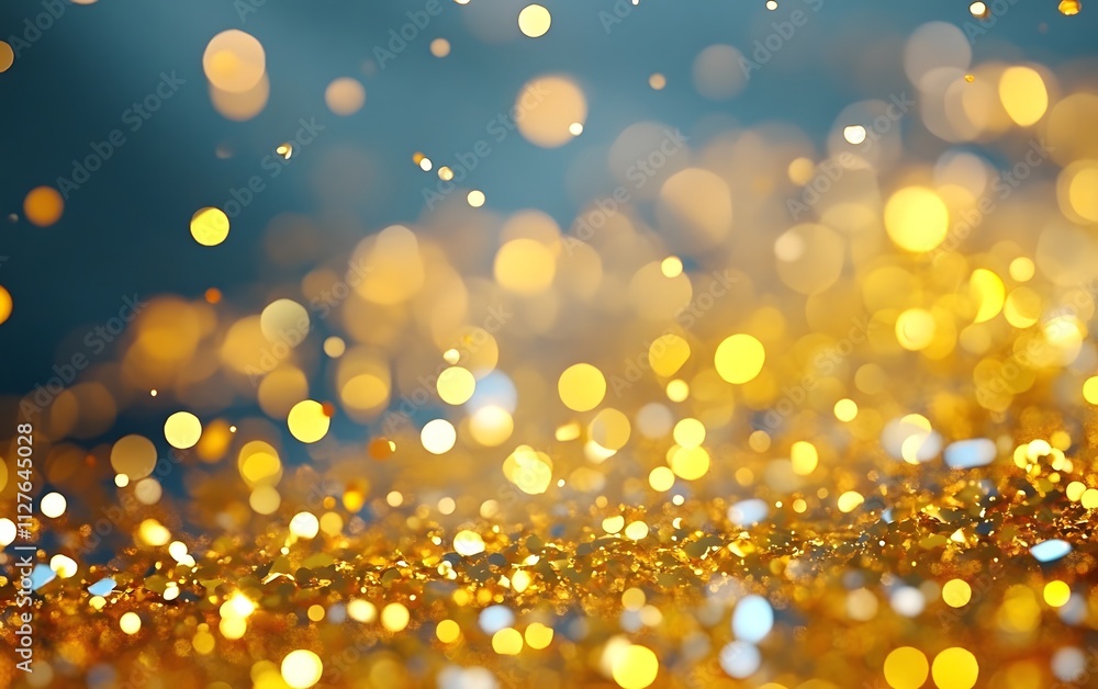 Poster a shimmering display of golden and silver bokeh lights creating a festive atmosphere.