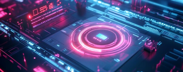 Fototapeta premium Smart home interior, minimalist modern tech,