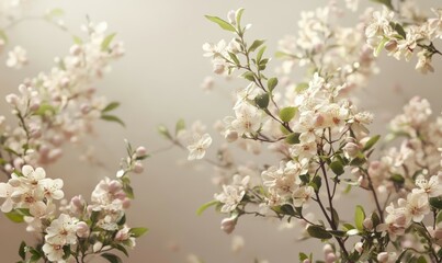 Fototapeta premium spring-themed background with blooming flowers, fresh greenery, and soft pastel colors nature awakening