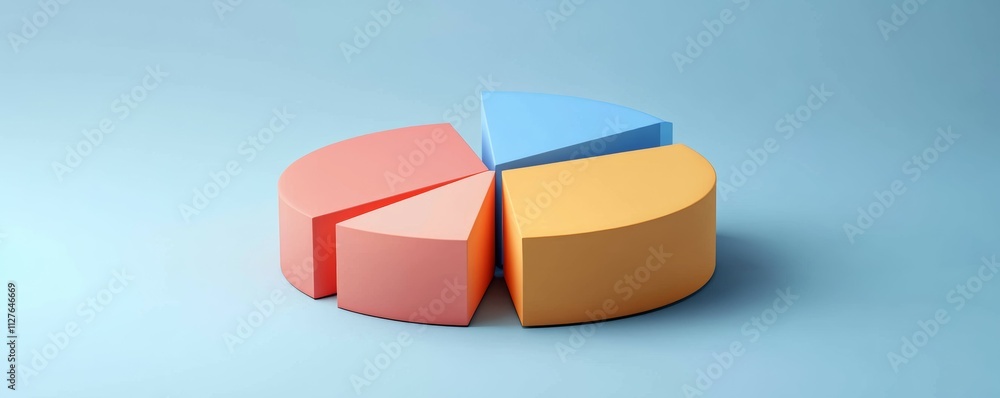 Poster survey infographic, pie chart with colorcoded segments, statistical depth,