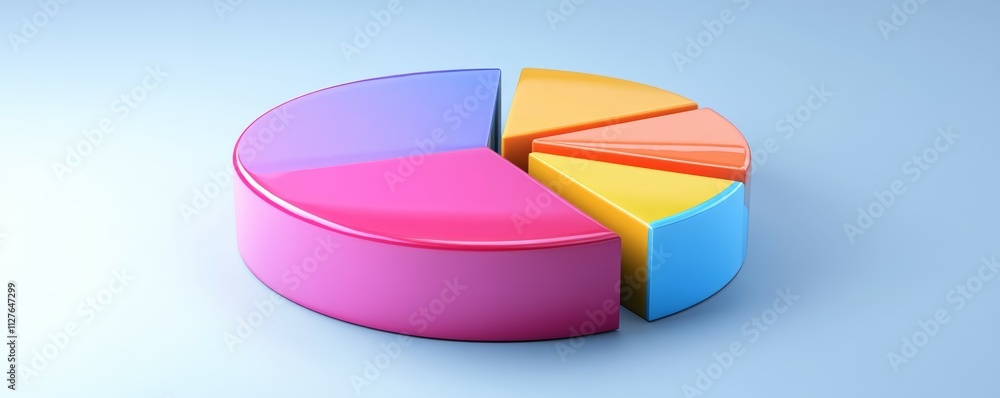 Poster survey infographic, pie chart with colorcoded segments, statistical depth,