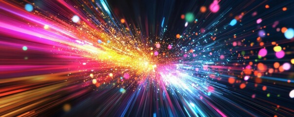 Fototapeta premium The background features an explosion of colors to the beat of an abstract pop song