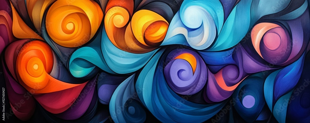 Poster the abstract fluid art painting is a visually dynamic composition with vibrant swirling patterns in 