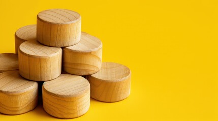 Wooden blocks with icons symbolize approval for business projects, showcasing quality assurance and concept evaluation on yellow.
