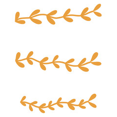 Isolated autumn branches with red leaves. Vector hand-drawn elements for decoration card and design floral frame. Isolated on white background.