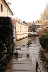 Prague city and Charles Bridge,  Certovka with Christmas tree