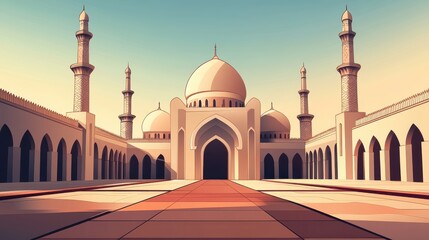 Majestic Mosque Courtyard A Stunning Architectural Design