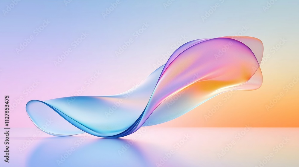 Poster Abstract design with flowing shapes. Soft colours create vibrant colours. Modern illustration. Elegant dynamic elements in motion. Abstract background futuristic. Smooth curves, lines flowing. Tech