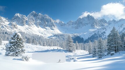 Majestic Snowy Mountains Winter Wonderland Landscape