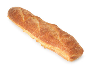 One freshly baked baguette isolated on white
