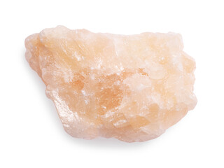 Beautiful orange calcite isolated on white. Natural gemstone