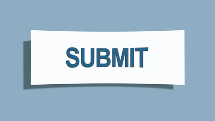 Submit. A card isolated on blue background.