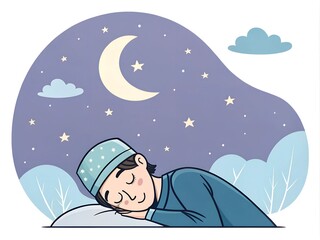 child sleeping on the moon