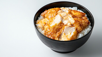 Delicious Japanese katsudon featuring crispy pork cutlet over fluffy rice, perfect for satisfying meal