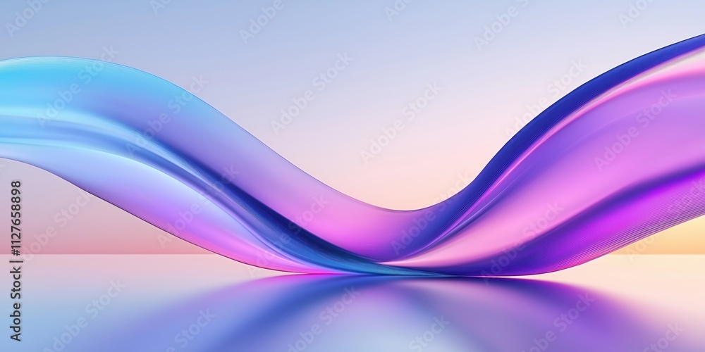 Aufkleber Dynamic glowing wave design with vibrant colors. Abstract futuristic pattern for tech backgrounds. Modern wallpaper with bright pink, blue gradient. Neon light effects create 3D flowing motion.