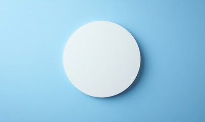 White blank circle on blue background, summer season decoration elements theme.