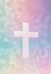 Obraz premium Soothing pastel gradient with white cross pattern, textured, harmony