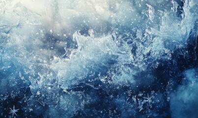 winter background with snowflakes, icy textures, and cool blue tones frosty and magical