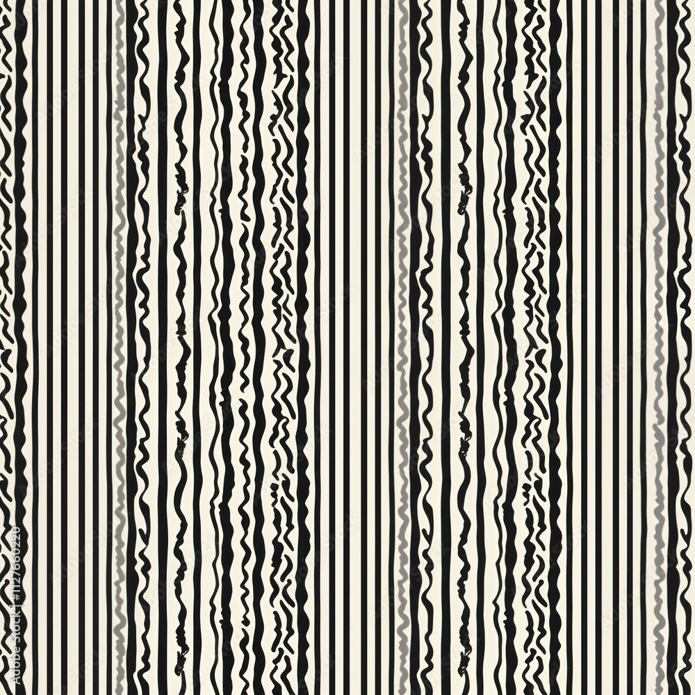 Aufkleber Abstract pattern with vertical lines, wavy lines. Minimalist design with graphic elements. Seamless pattern. Contemporary style. Modern, trendy design. Stylish minimalist aesthetic. Geometric shapes.