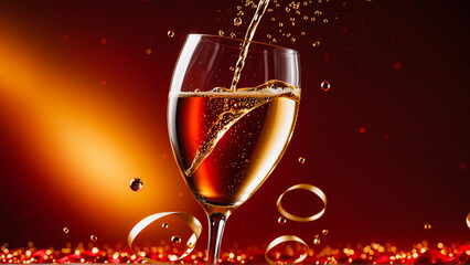 Happy New Year background , Burning sparkler with bokeh, light background , champagne, glasses