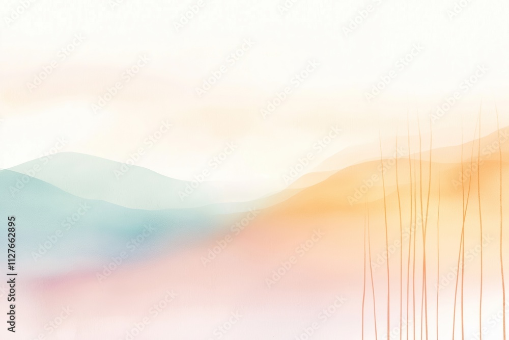 Poster gentle landscape illustration. abstract muted color gradient. soft transitions of light pastel shade