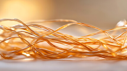 creative close up of spiraling golden tendrils on soft background, showcasing intricate details and textures