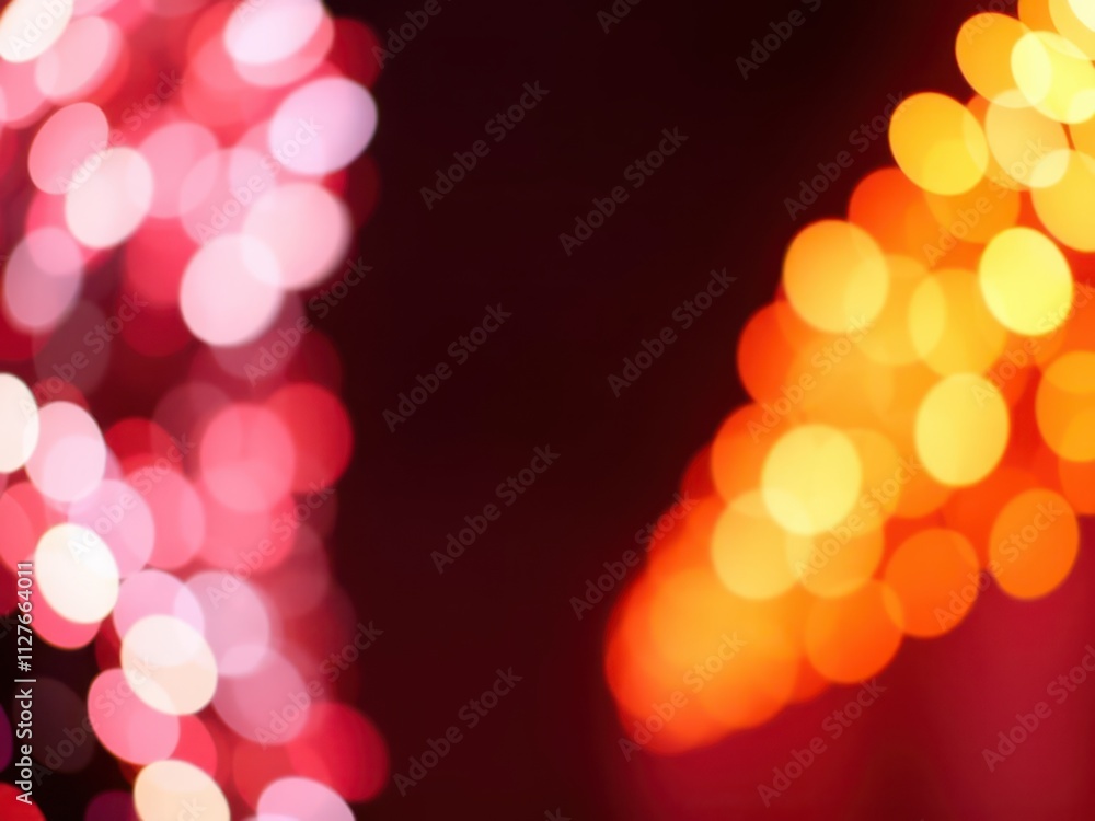 Wall mural mixture of orange colored circular bokeh lights creating a festive and vibrant background, glowing, 