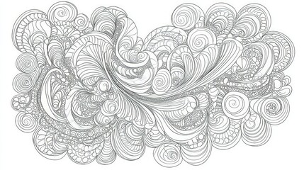 Intricate black and white swirling doodle art.