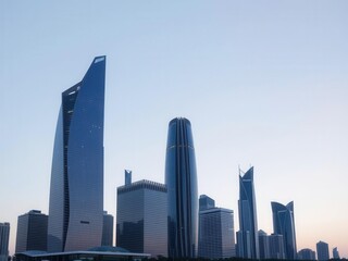 Fototapeta premium Modern high end architecture project evolution showing futuristic skyscrapers evolving over time, evolution, project, skyscrapers
