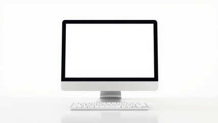 Fototapeta premium Modern laptop computer mockup on white background with sleek design and empty screen for customization and branding, background, white, modern