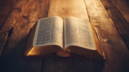 Holy Book on Wooden Table