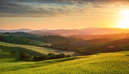 Rolling Hills at Sunset: Serene Rural Landscapes