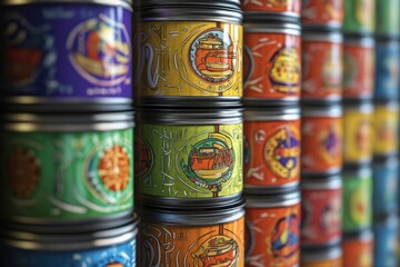 Pop art soup cans in medieval manuscript style, illuminated manuscript lighting, fine detail, with copy space