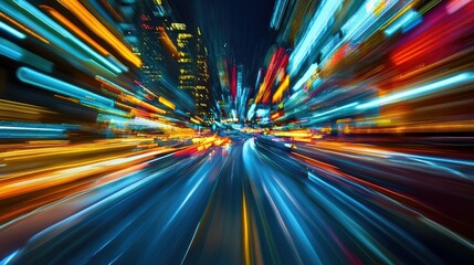 Slats personalizados com sua foto Dynamic city lights streaks at night, fast motion blur.