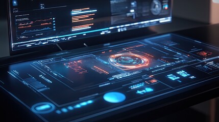 Obraz premium High-tech digital planning tools displayed on a sleek modern desk