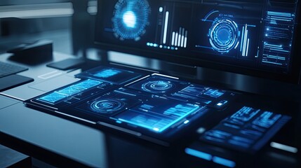 Fototapeta premium High-tech digital planning tools displayed on a sleek modern desk