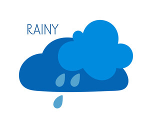 Illustrative depiction of a rainy cloud with droplets showcasing weather