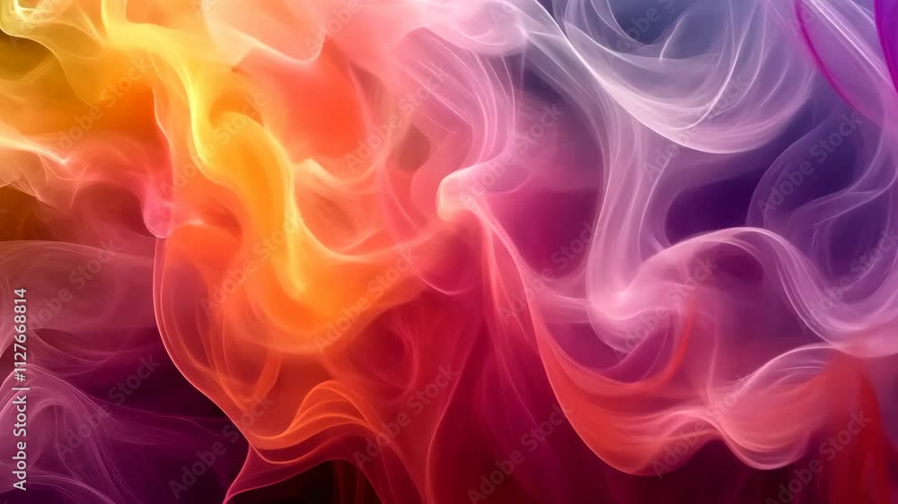 Poster colorful abstract swirling smoke in vibrant hues creating a dynamic visual effect