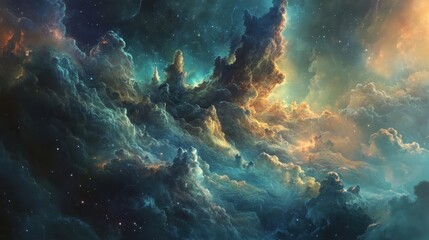 Fototapeta premium Celestial Cloudscape A Stunning Cosmic Nebula