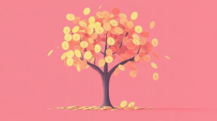 Fototapeta premium money tree sprouting flat design side view prosperity theme animation colored pastel