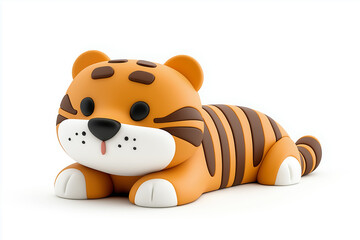 Tiger figurine isolated on plain white background