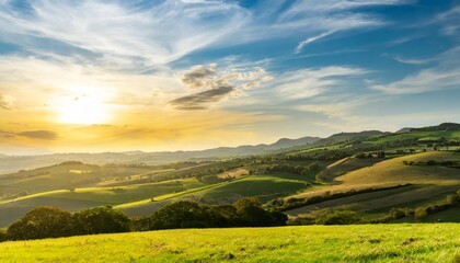Rolling Hills at Sunset: Serene Rural Landscapes