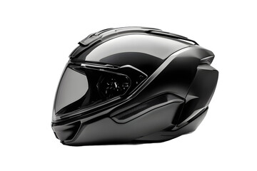 Fototapeta premium A sleek black motorcycle helmet designed for safety and style isolated on a white background, png transparent